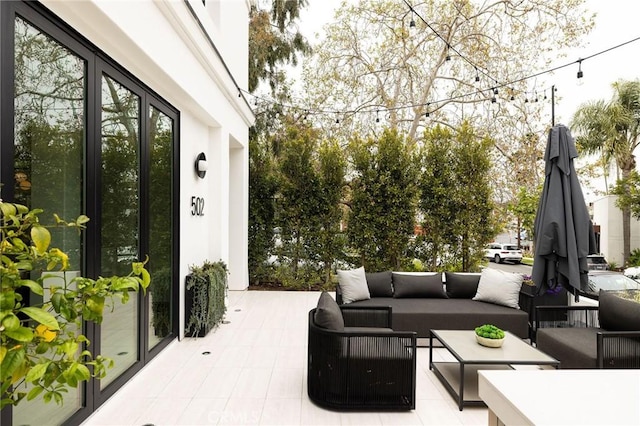 view of patio featuring an outdoor hangout area