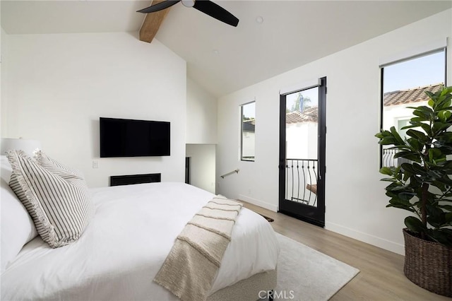 502 Jasmine Ave Unit A, Corona Del Mar, CA 92625 - bedroom featuring access to outside, light wood finished floors, baseboards, and ceiling fan