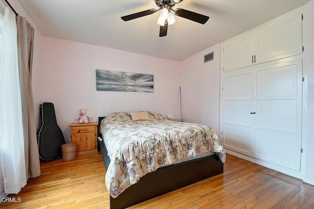 2030 Lomita Park Pl, Lomita, CA 90717 - bedroom featuring visible vents, light wood-style flooring, and ceiling fan