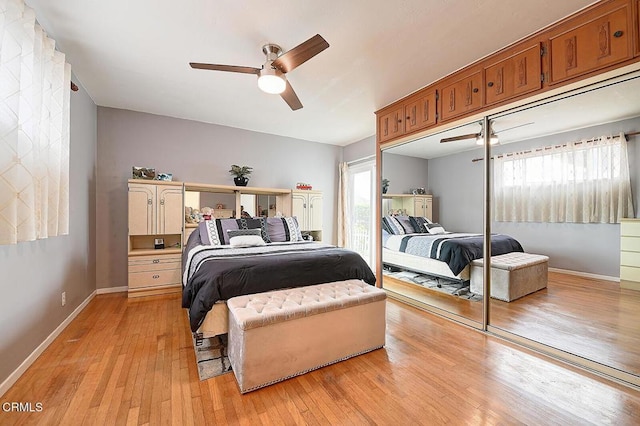 2030 Lomita Park Pl, Lomita, CA 90717 - bedroom with ceiling fan, light wood-style flooring, and baseboards