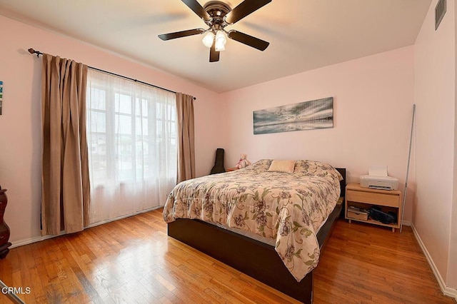 2030 Lomita Park Pl, Lomita, CA 90717 - bedroom featuring visible vents, baseboards, a ceiling fan, and wood-type flooring