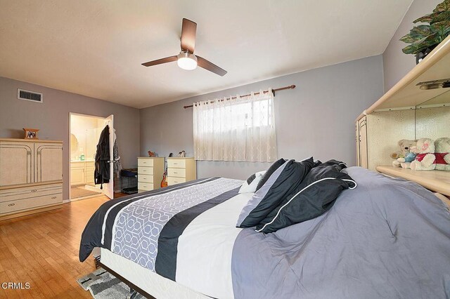 2030 Lomita Park Pl, Lomita, CA 90717 - bedroom with light wood-type flooring, a ceiling fan, and ensuite bathroom