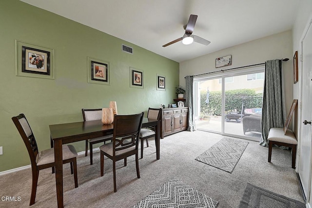 2030 Lomita Park Pl, Lomita, CA 90717 - dining space with light colored carpet and a ceiling fan