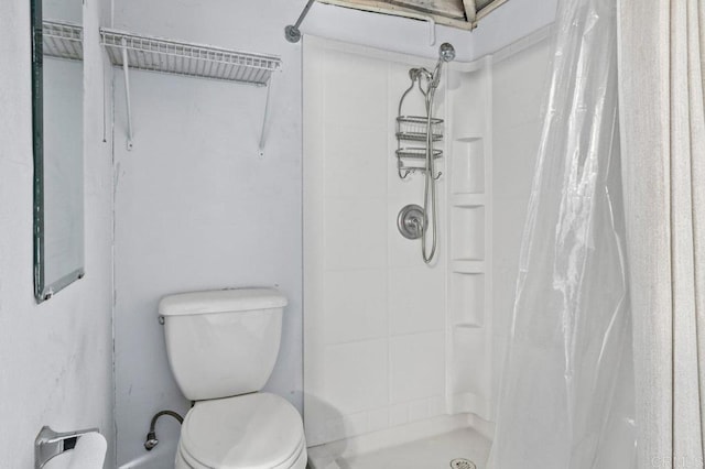 bathroom with toilet and a shower stall