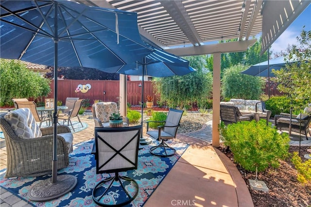 2673 Traditions Loop, Paso Robles, CA 93446 - view of patio / terrace with outdoor dining area, an outdoor hangout area, and a pergola