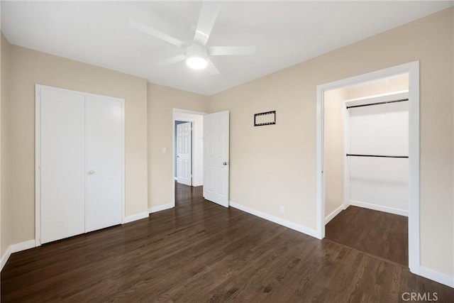 13023 Woodcock Ave, Sylmar, CA 91342 - unfurnished bedroom with wood finished floors, a closet, baseboards, and ceiling fan
