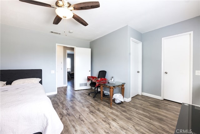 26376 Mahaffey, Menifee, CA 92586 - bedroom featuring wood finished floors, baseboards, and ceiling fan