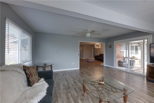 26376 Mahaffey, Menifee, CA 92586 - living room featuring healthy amount of natural light, wood finished floors, and baseboards