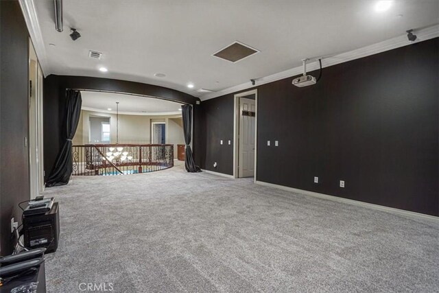200 Cross Rail Ln, Norco, CA 92860 - spare room featuring carpet floors, crown molding, baseboards, and recessed lighting
