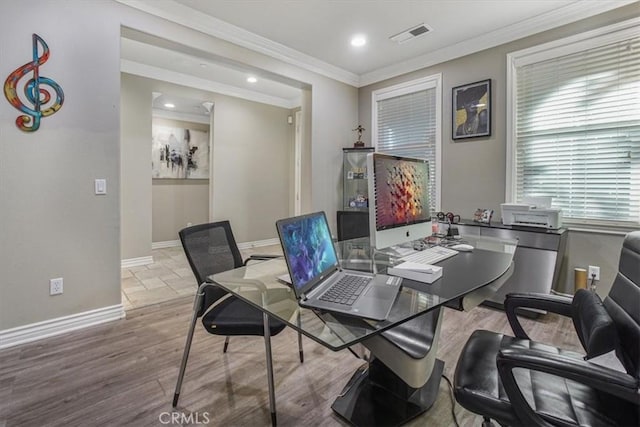 200 Cross Rail Ln, Norco, CA 92860 - office space with baseboards, crown molding, and recessed lighting