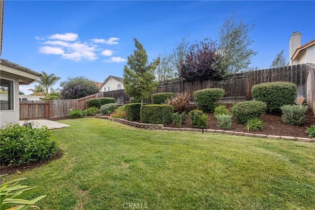 view of yard featuring a fenced backyard