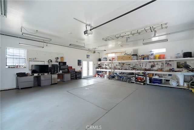 garage with a garage door opener