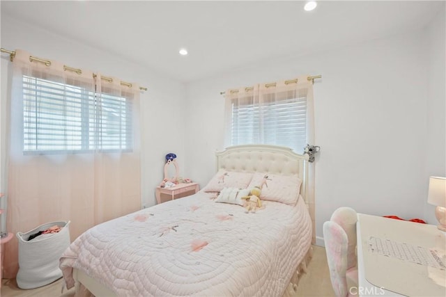 bedroom with recessed lighting
