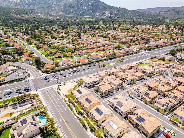 drone / aerial view with a mountain view and a residential view