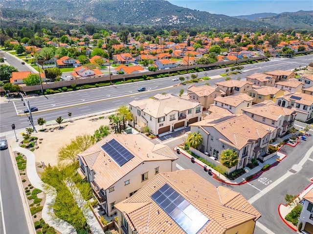 bird's eye view featuring a residential view and a mountain view