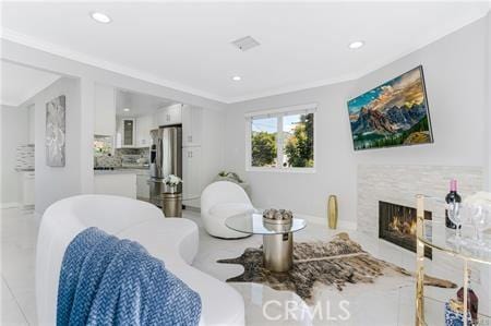 1440 Holbrook St, Eagle Rock, CA 90041 - living room with a warm lit fireplace and recessed lighting