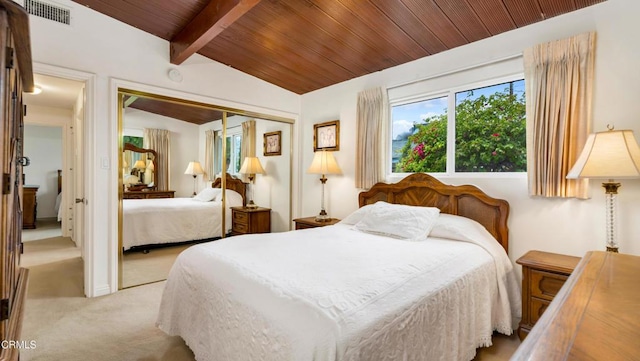 10424 Mcvine Ave, Sunland, CA 91040 - bedroom featuring carpet flooring, wood ceiling, and a closet