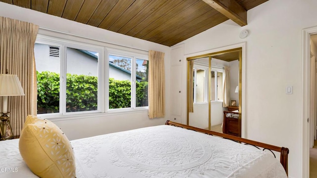 10424 Mcvine Ave, Sunland, CA 91040 - bedroom with wooden ceiling and a closet