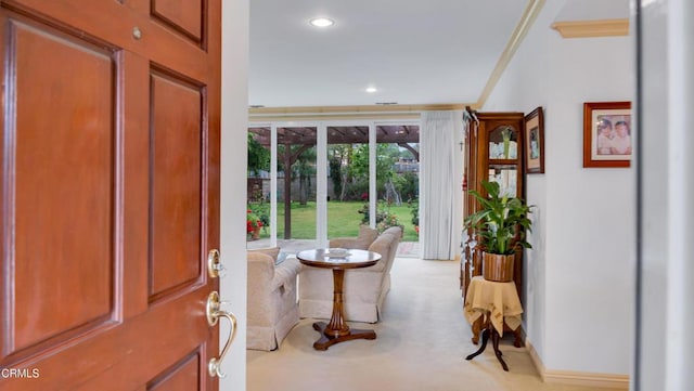 10424 Mcvine Ave, Sunland, CA 91040 - entrance foyer with carpet floors, recessed lighting, and baseboards