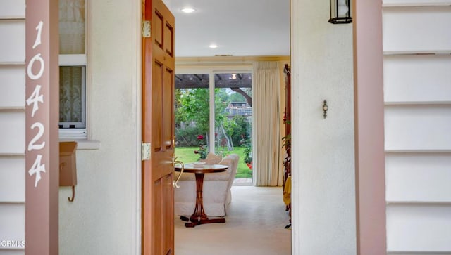 10424 Mcvine Ave, Sunland, CA 91040 - hall with carpet flooring and recessed lighting