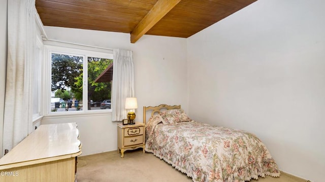 10424 Mcvine Ave, Sunland, CA 91040 - bedroom featuring carpet floors, wooden ceiling, and beam ceiling