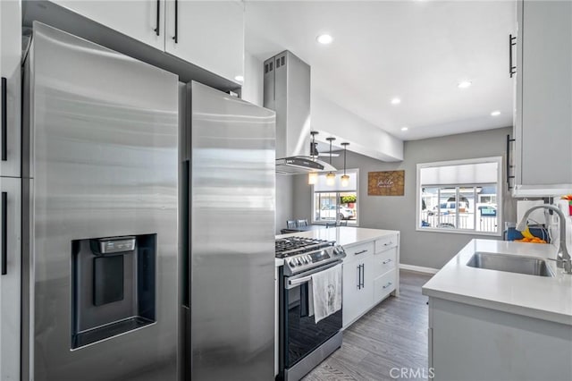 22702 Menlo Ave, Torrance, CA 90502 - kitchen featuring appliances with stainless steel finishes, a sink, light countertops, baseboards, and recessed lighting