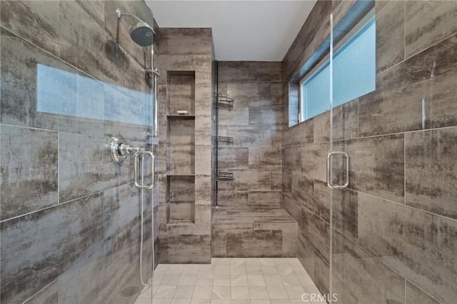 full bathroom featuring a stall shower