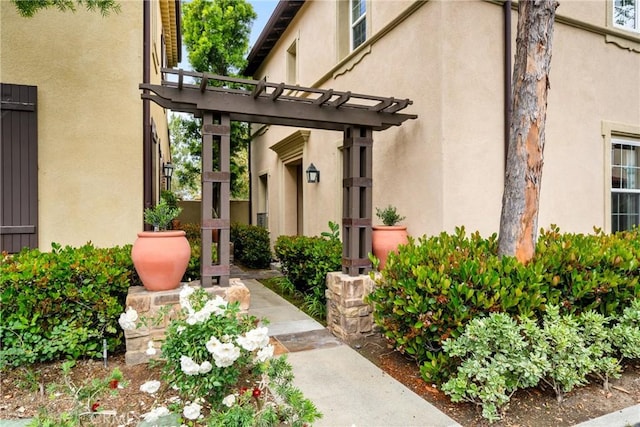 exterior space with a pergola