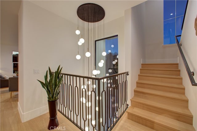 582 Paseo St, Arroyo Grande, CA 93420 - stairway featuring baseboards and wood finished floors