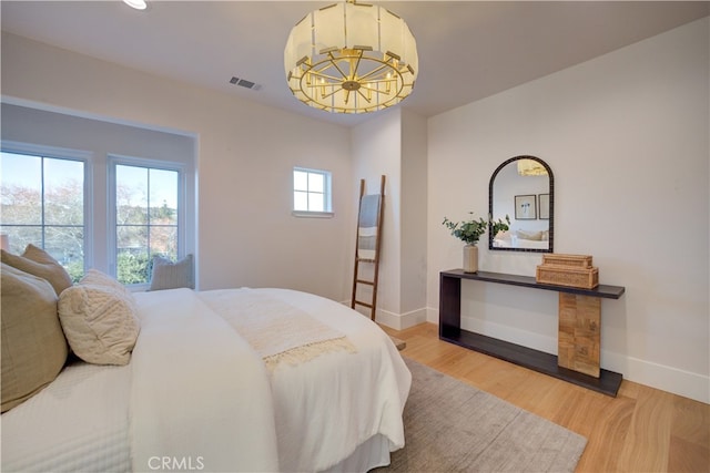 582 Paseo St, Arroyo Grande, CA 93420 - bedroom with light wood-style floors, baseboards, a chandelier, and recessed lighting