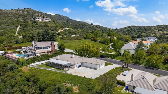 36608 Oak Ridge Dr, Yucaipa, CA 92399 - aerial perspective of suburban area featuring mountains and a pool area
