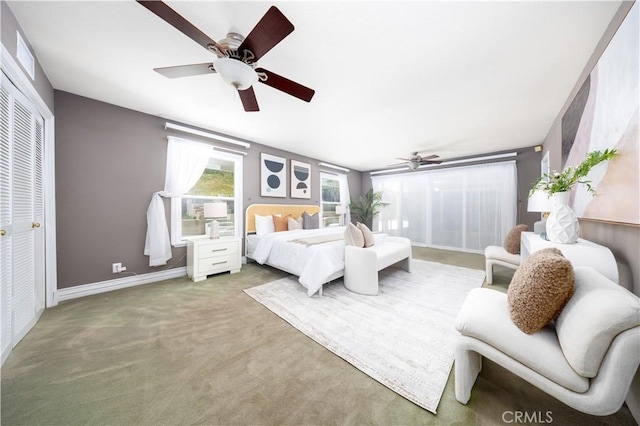 21128 Trigger Ln, Diamond Bar, CA 91765 - carpeted bedroom featuring ceiling fan, baseboards, and a closet