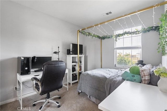 carpeted bedroom with visible vents