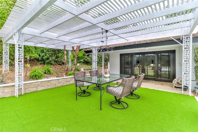 view of patio with a pergola and outdoor dining space