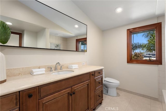 35451 Camino Capistrano, Dana Point, CA 92624 - full bath with vanity, recessed lighting, and tile patterned floors