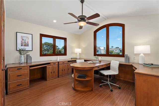 35451 Camino Capistrano, Dana Point, CA 92624 - office with wood finished floors, a ceiling fan, and recessed lighting