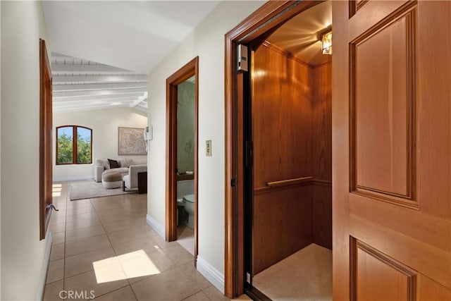 35451 Camino Capistrano, Dana Point, CA 92624 - hallway with lofted ceiling and tile patterned flooring