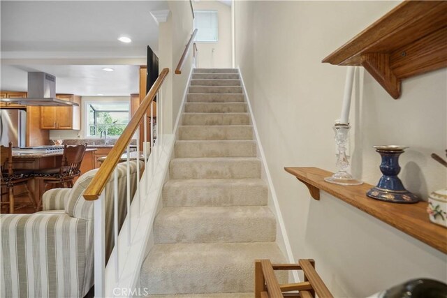 11300 Dulcet Ave, Porter Ranch, CA 91326 - staircase with recessed lighting