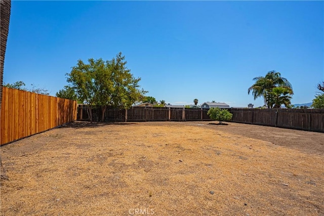 view of yard with a fenced backyard
