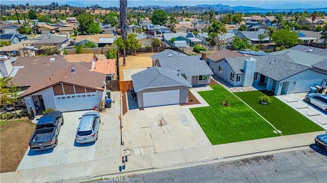 aerial view with a residential view and a mountain view