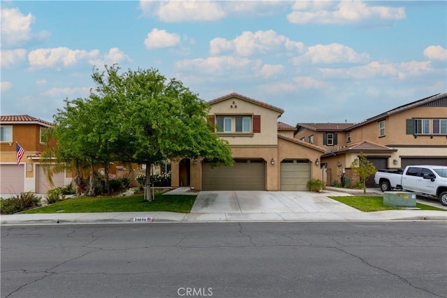 36696 Pavic Ct, Lake Elsinore, CA 92532 - view of front of property with an attached garage, concrete driveway, stucco siding, and a tile roof