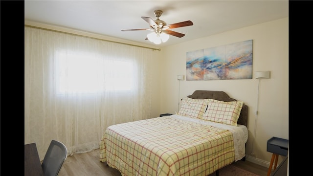 3206 Candlewood Dr, Bakersfield, CA 93306 - bedroom featuring baseboards, ceiling fan, and wood finished floors