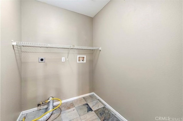 washroom featuring laundry area, electric dryer hookup, baseboards, and hookup for a washing machine