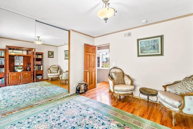 17861 Cathedral Pl, Encino, CA 91316 - living area with wood finished floors and ornamental molding