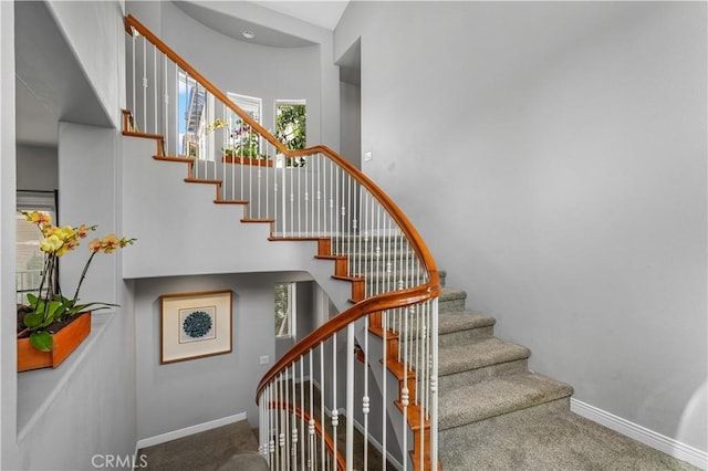 12931 Runway Rd, Playa Vista, CA 90094 - staircase with carpet flooring and baseboards