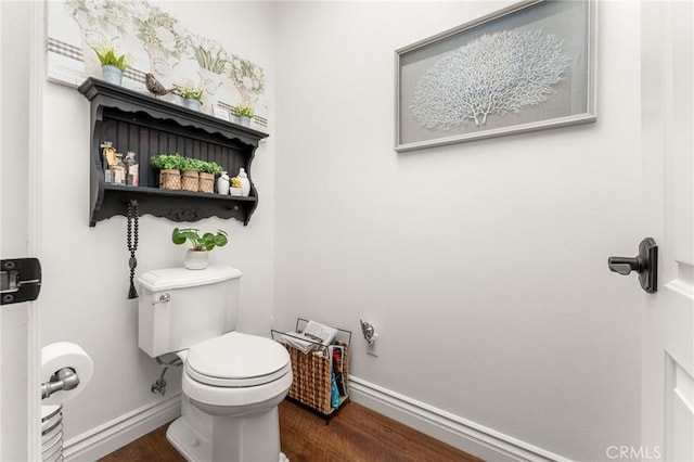 1405 Rock Ridge Dr, Lake Arrowhead, CA 92352 - bathroom with toilet, baseboards, and wood finished floors