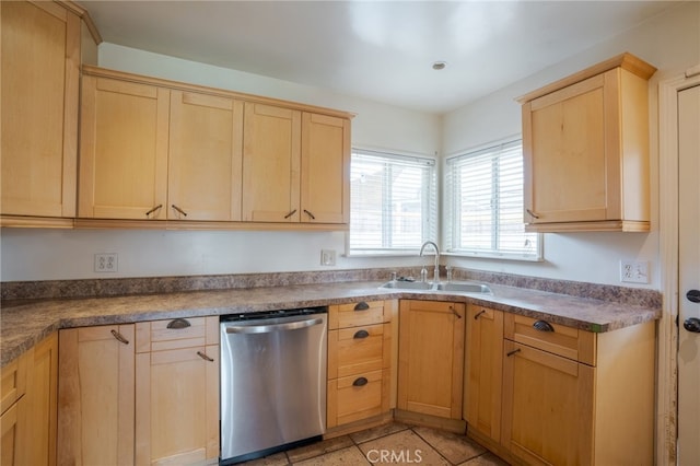 14967 Dunton Dr, Whittier, CA 90604 - kitchen featuring dishwasher, light brown cabinets, and a sink