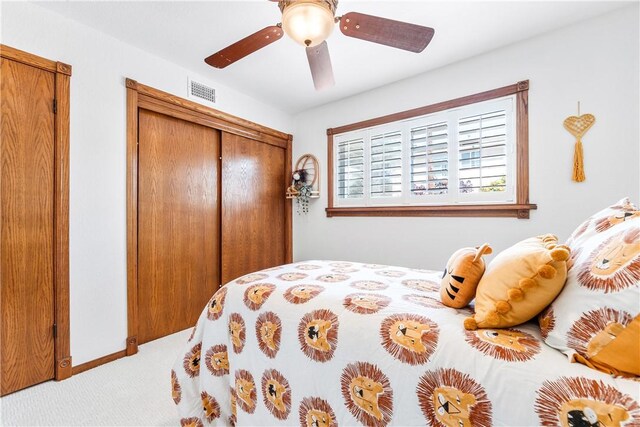 12172 Manley St, Garden Grove, CA 92845 - carpeted bedroom with a closet, a ceiling fan, and baseboards