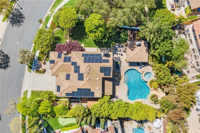 aerial view of a pool