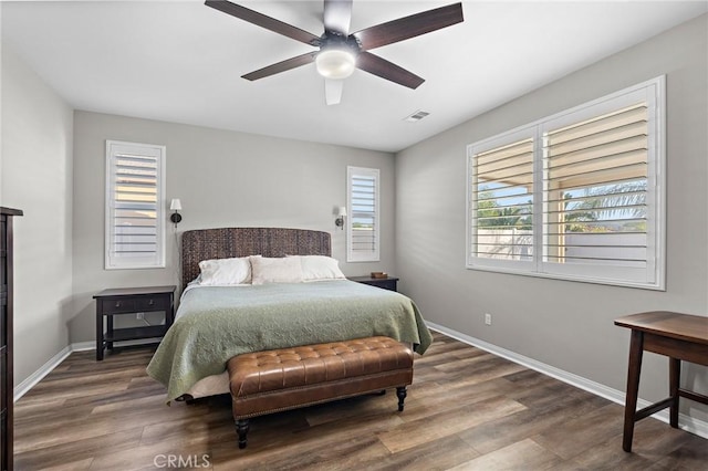 22811 Rolling Brook Ln, Wildomar, CA 92595 - bedroom featuring wood finished floors, baseboards, and ceiling fan